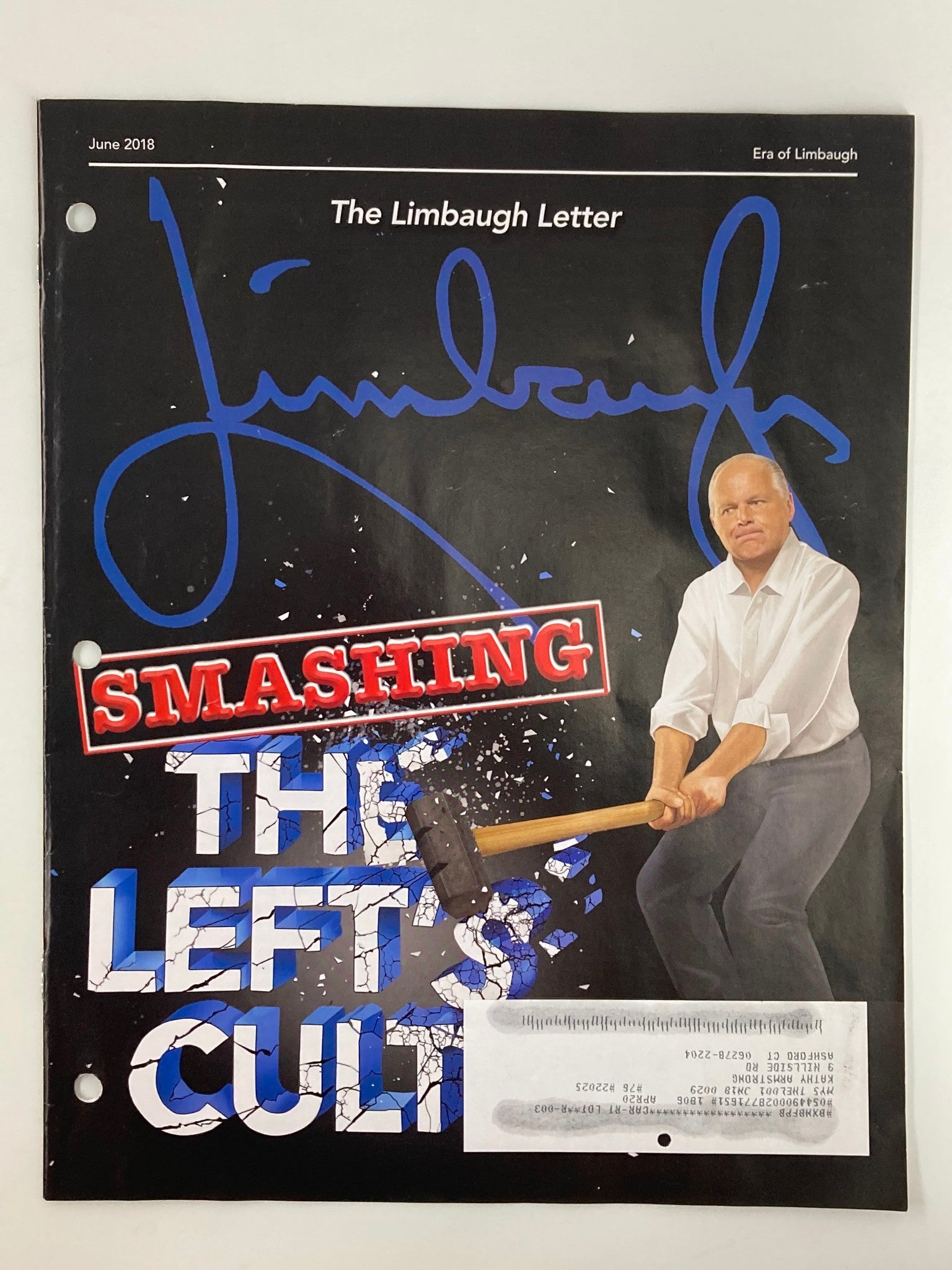 Rush Limbaugh Letter Newsletter Magazine June 2018 Smashing The Cult