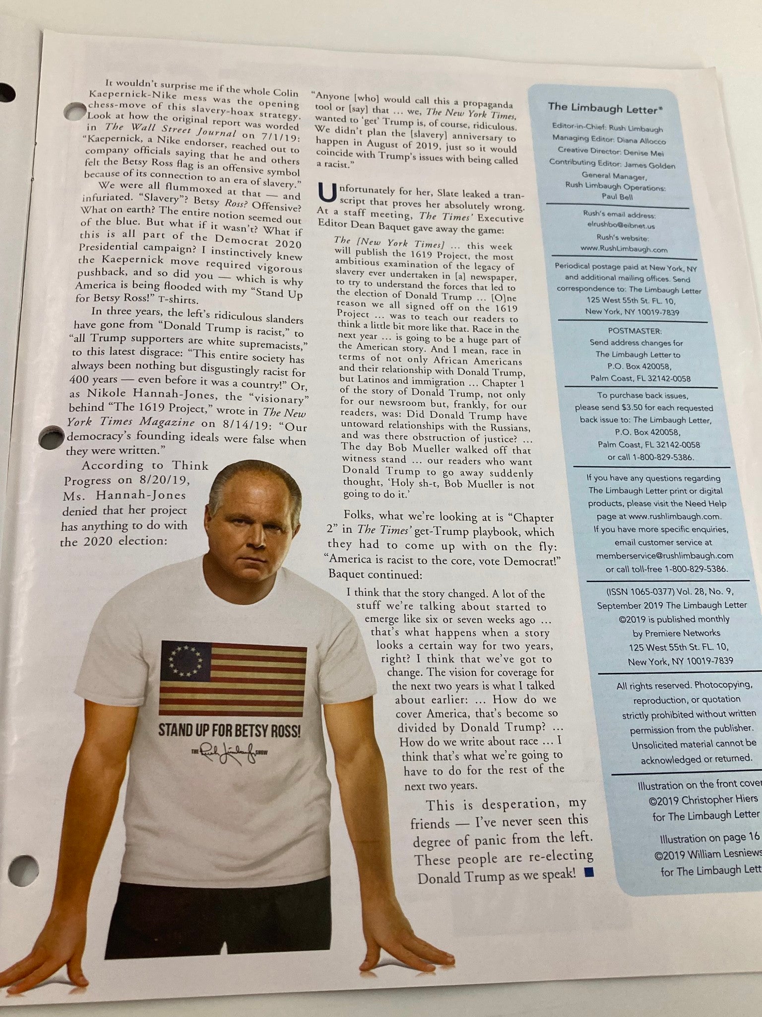 Rush Limbaugh Letter Newsletter Magazine September 2019 The Battle Lines Drawn