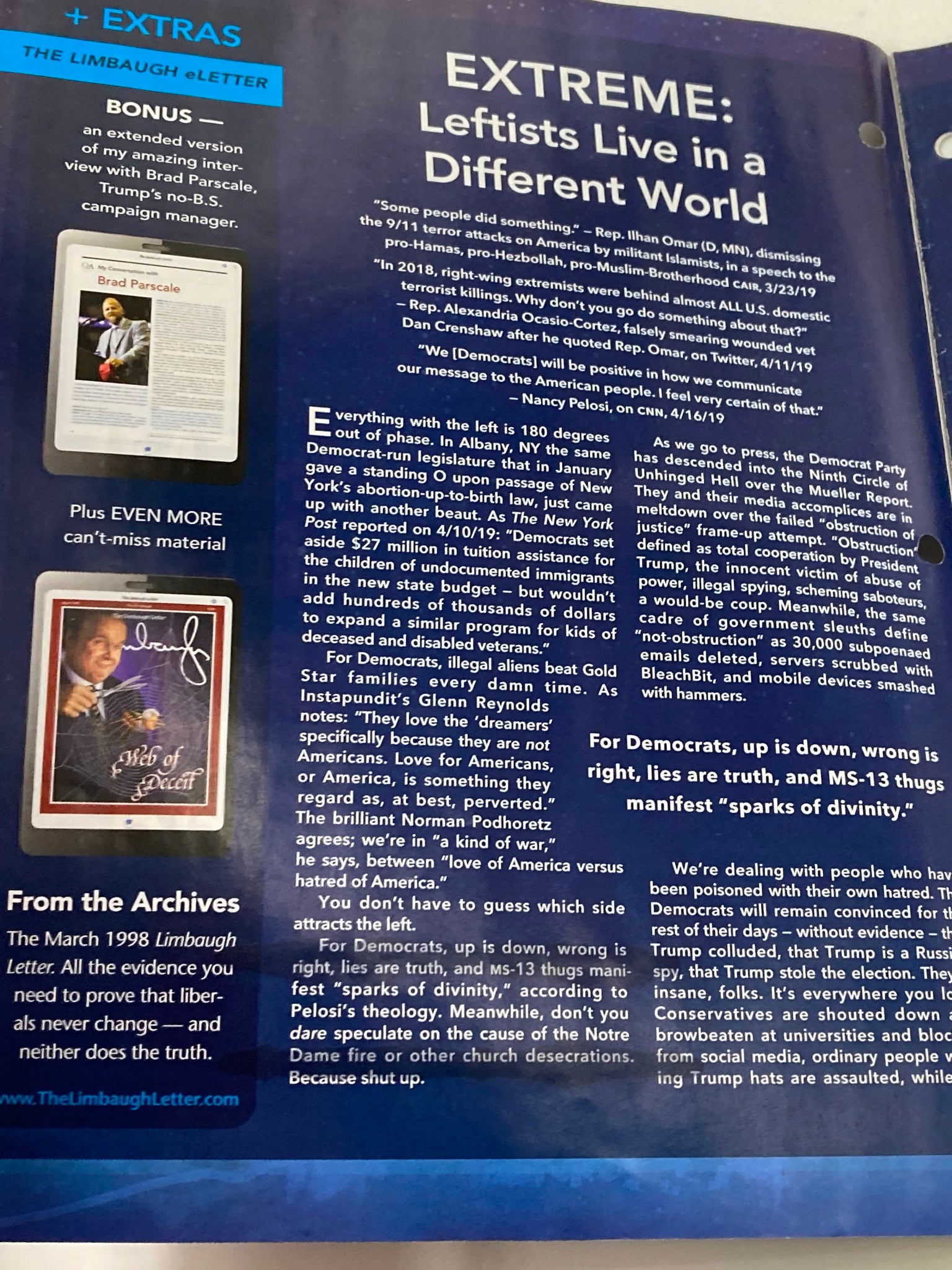 Rush Limbaugh Letter Newsletter Magazine May 2019 The Extreme