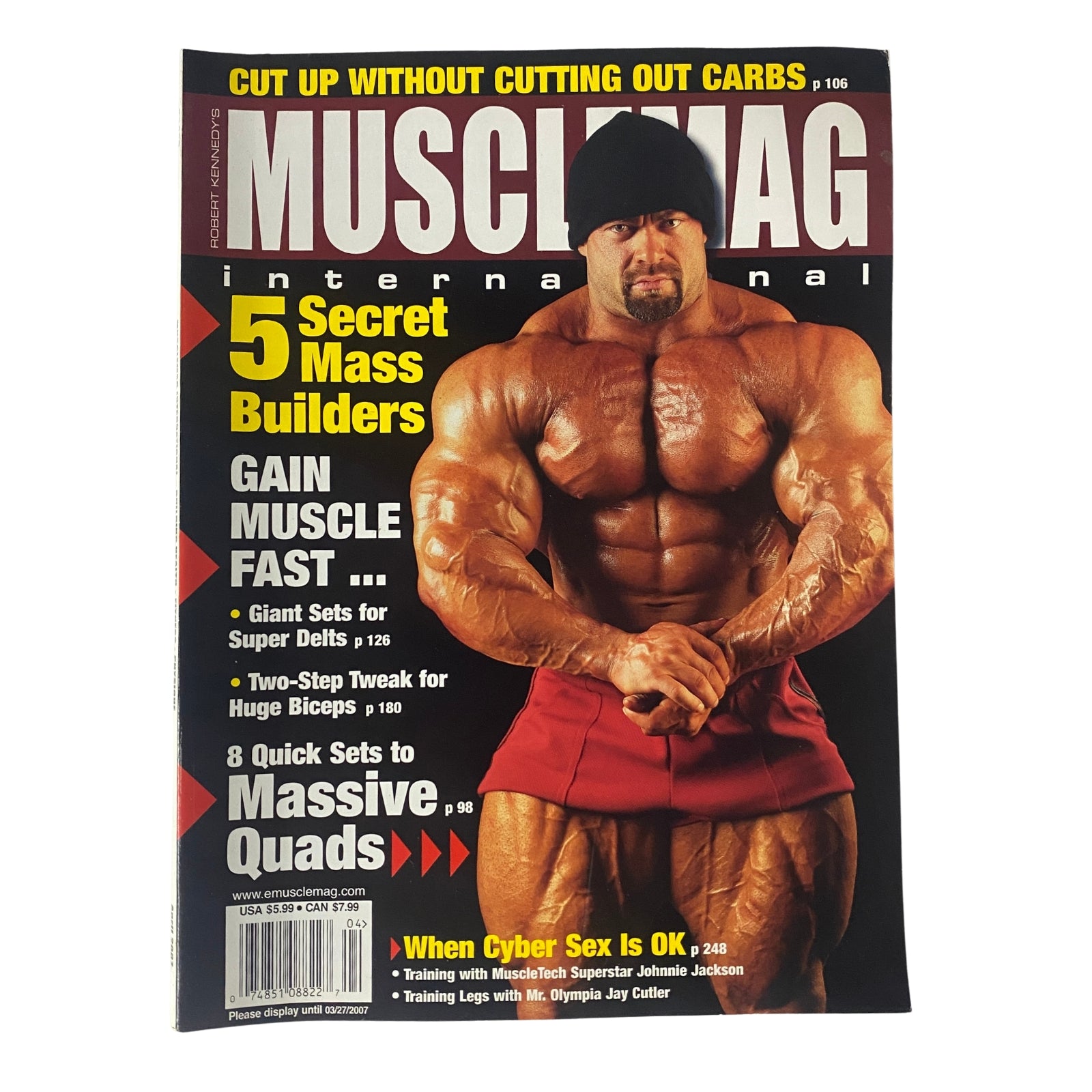 Cover of MuscleMag International Magazine April 2007 No. 299 featuring Branch Warren, highlighting bodybuilding tips and fitness advice.