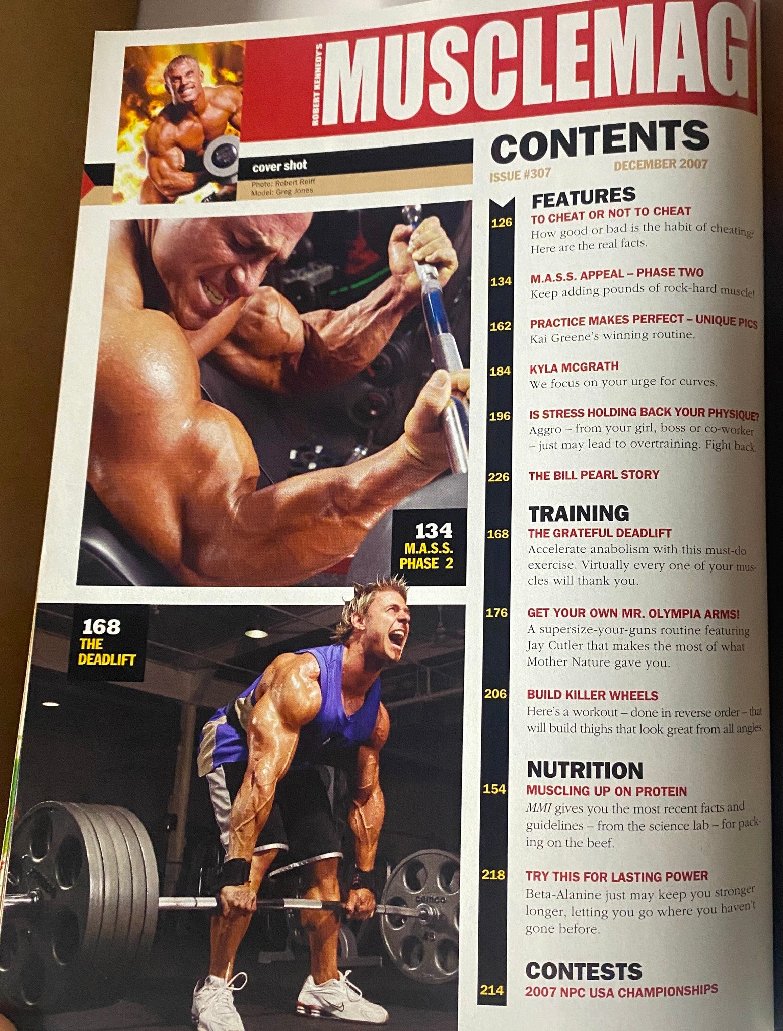 Cover image of MuscleMag International Magazine December 2007 No. 307 featuring bodybuilding content and articles on training and nutrition.