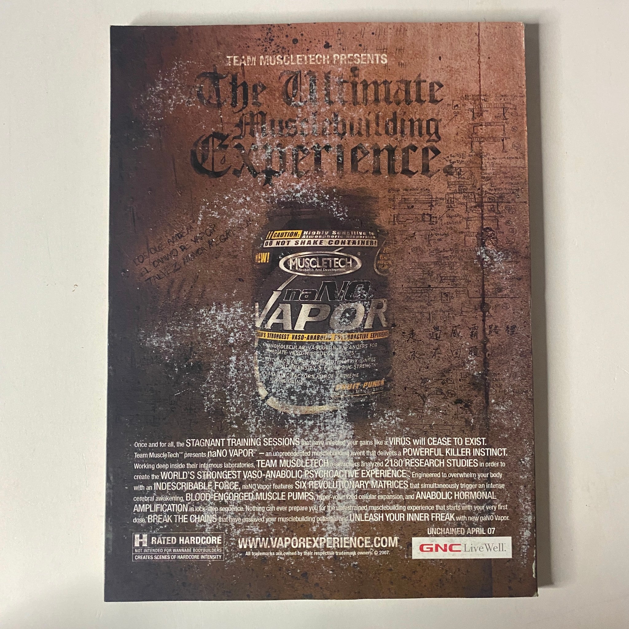 Advertisement for MuscleTech product in MuscleMag International Magazine July 2007 No. 302, promoting the ultimate bodybuilding experience.