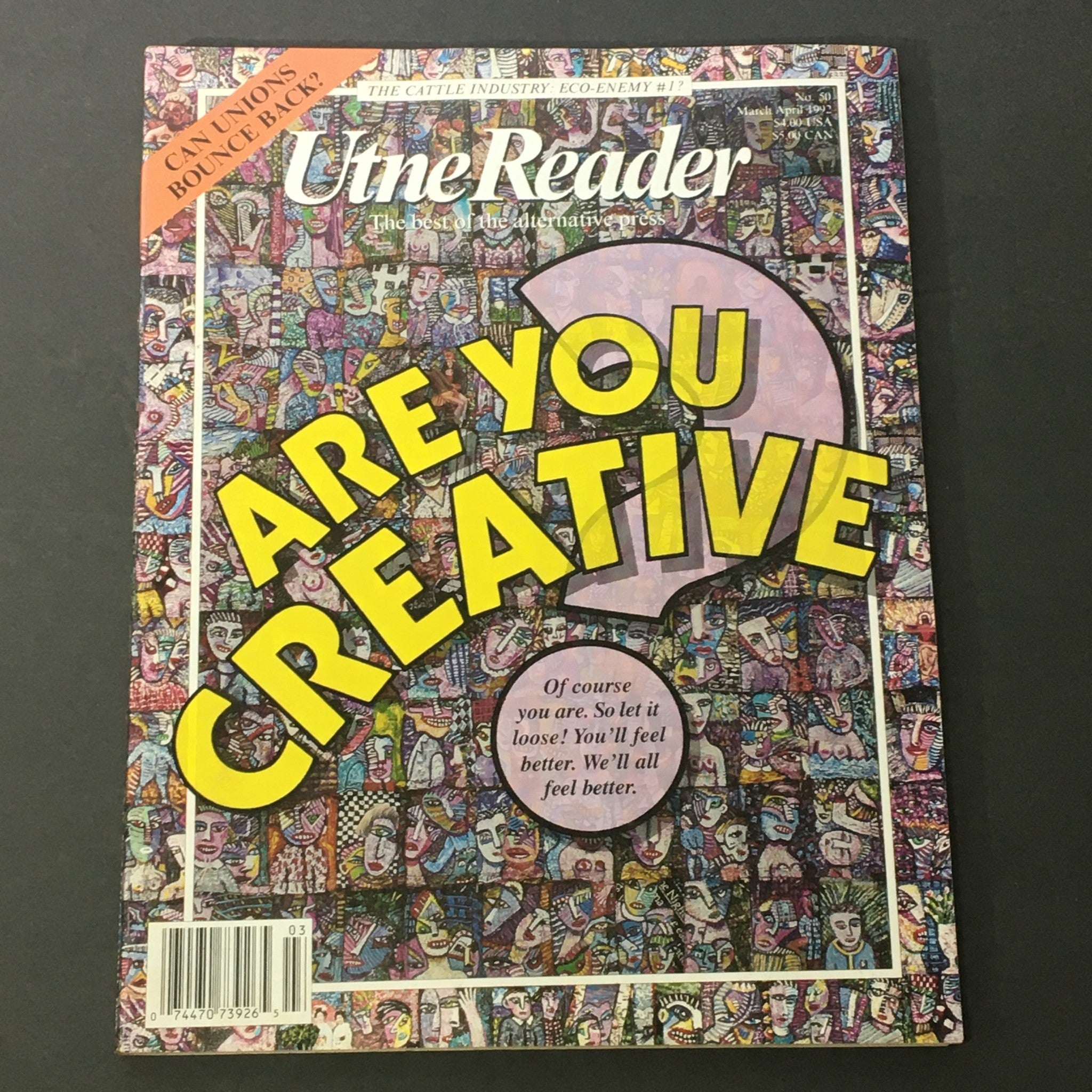 Utne Reader Magazine March April 1992 #50 - Are You Creative? / Cattle Industry