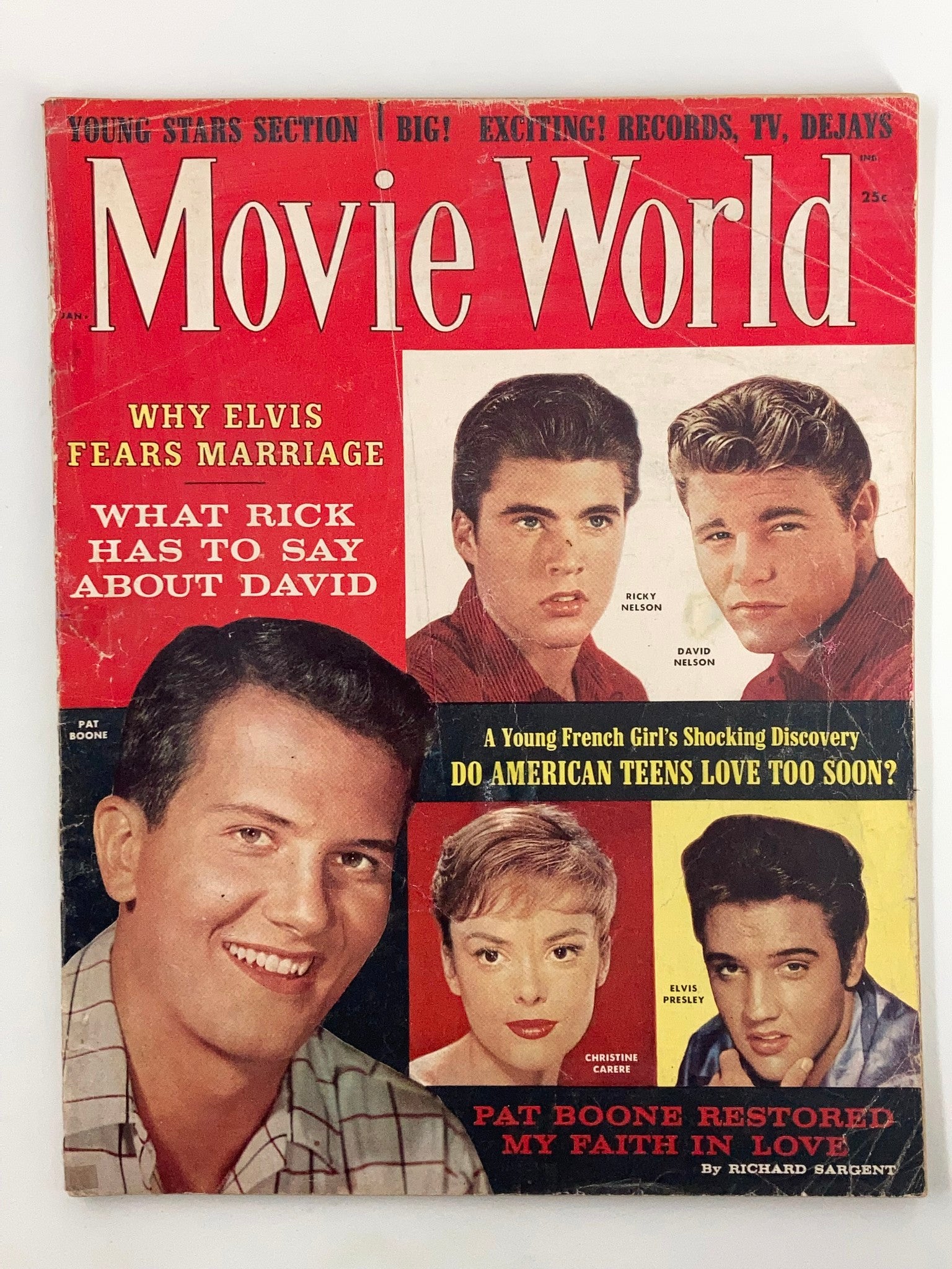 VTG Movie World Magazine January 1959 Ricky Nelson, Elvis Presley No Label