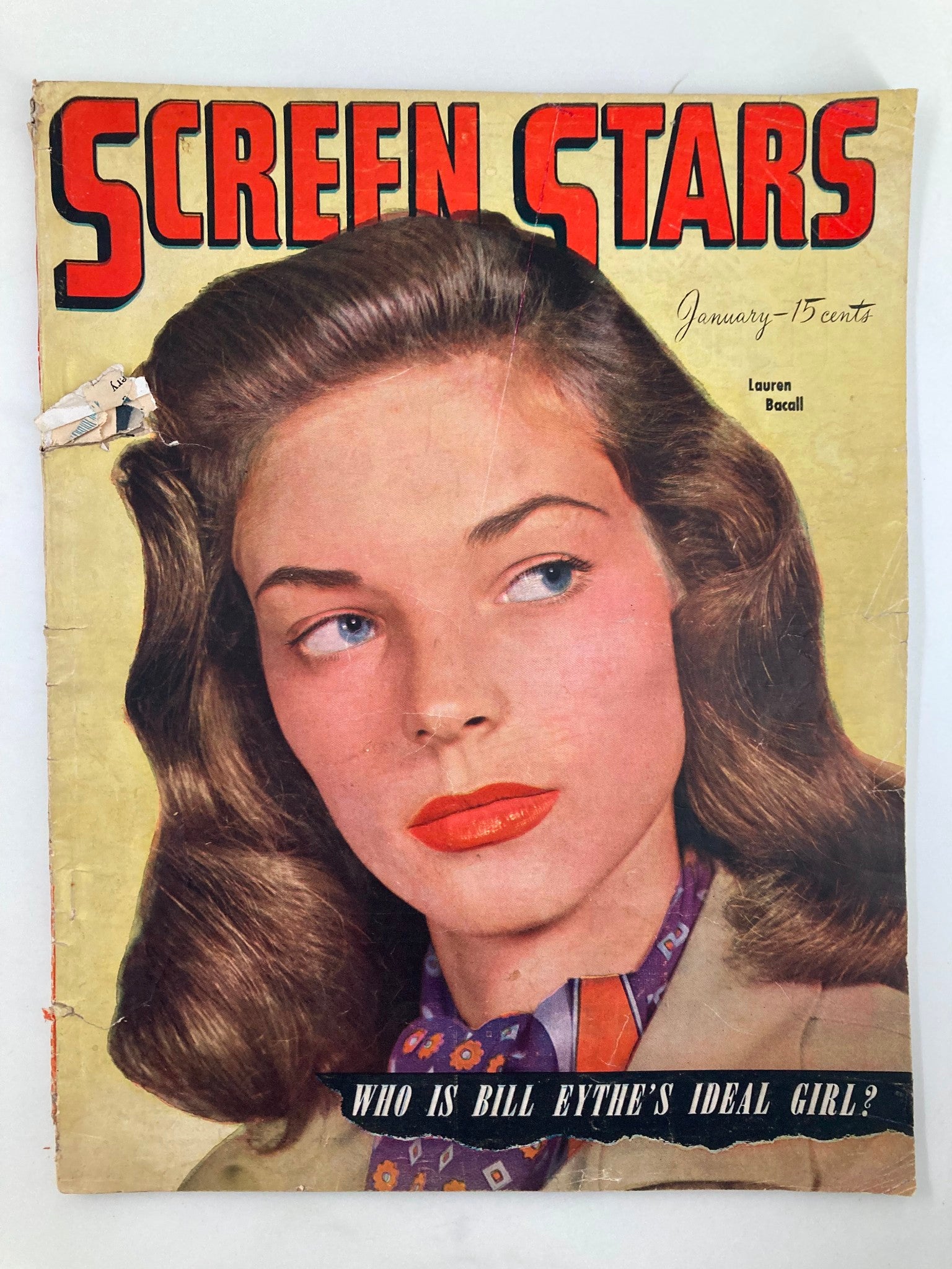 VTG Screen Stars Magazine January 1946 Lauren Bacall & Bill Eythe No Label