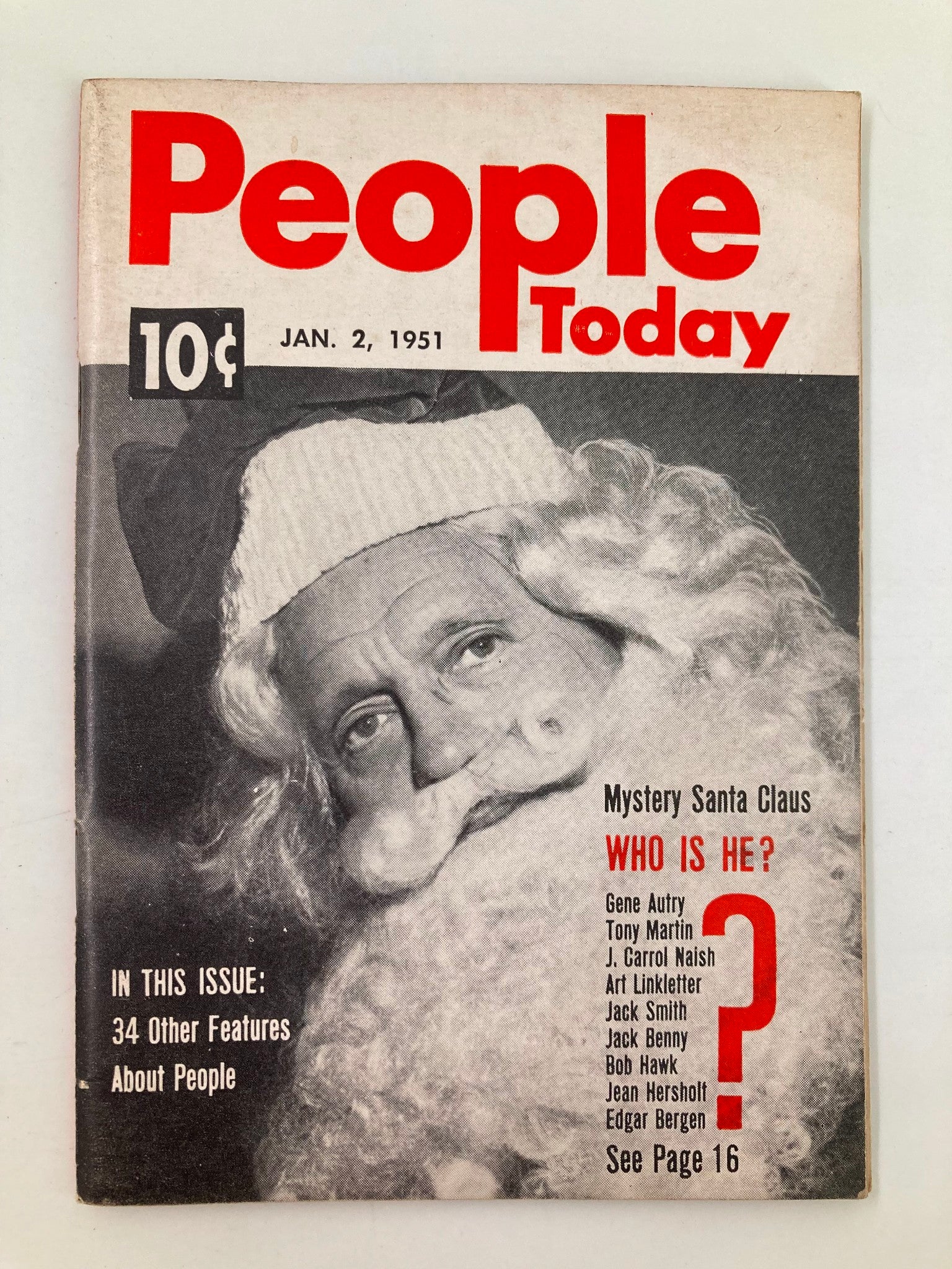 VTG People Today Mini Magazine January 2 1951 Mystery Santa Claus No Label