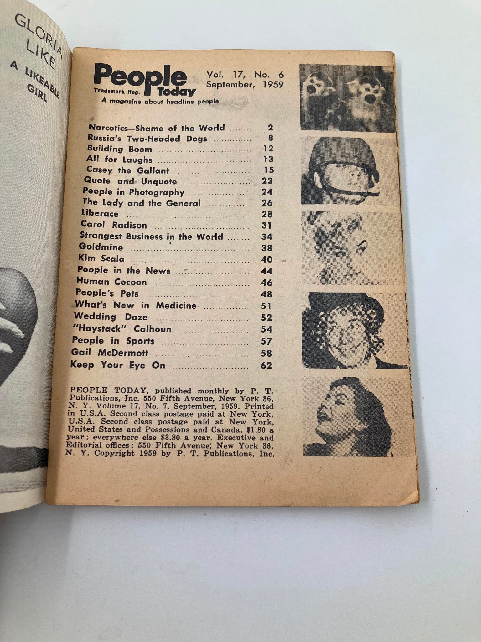 VTG People Today Mini Magazine September 1959 Narcotics Shame of World No Label