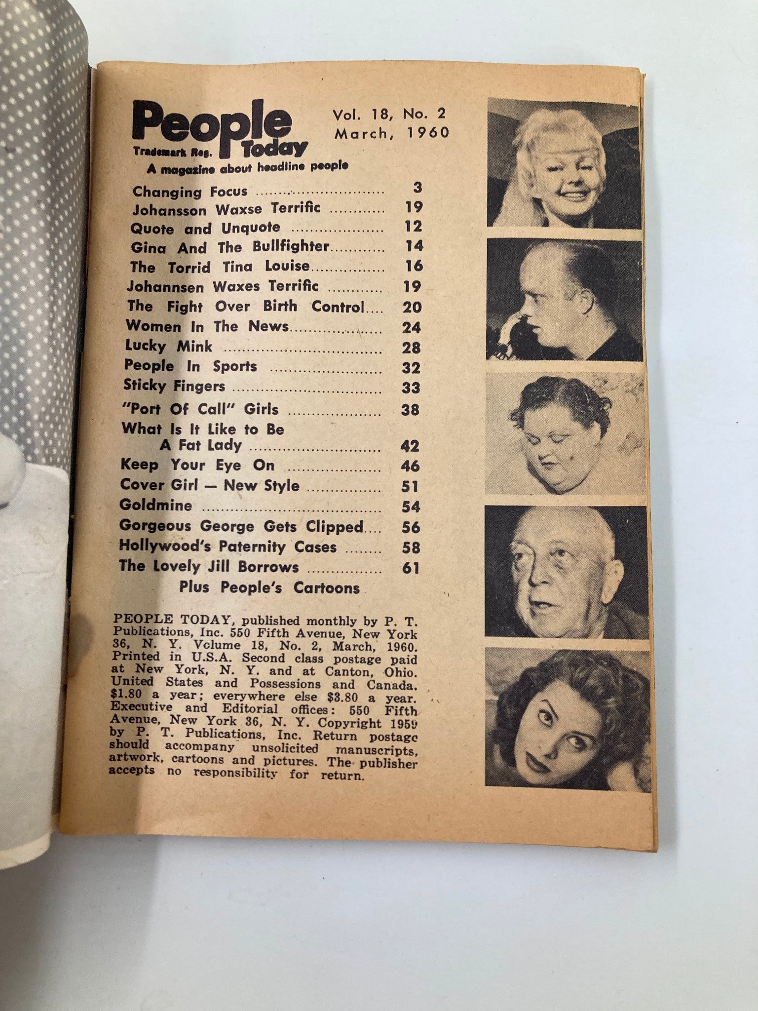 VTG People Today Mini Magazine March 1960 The Lovely Jill Burrows No Label