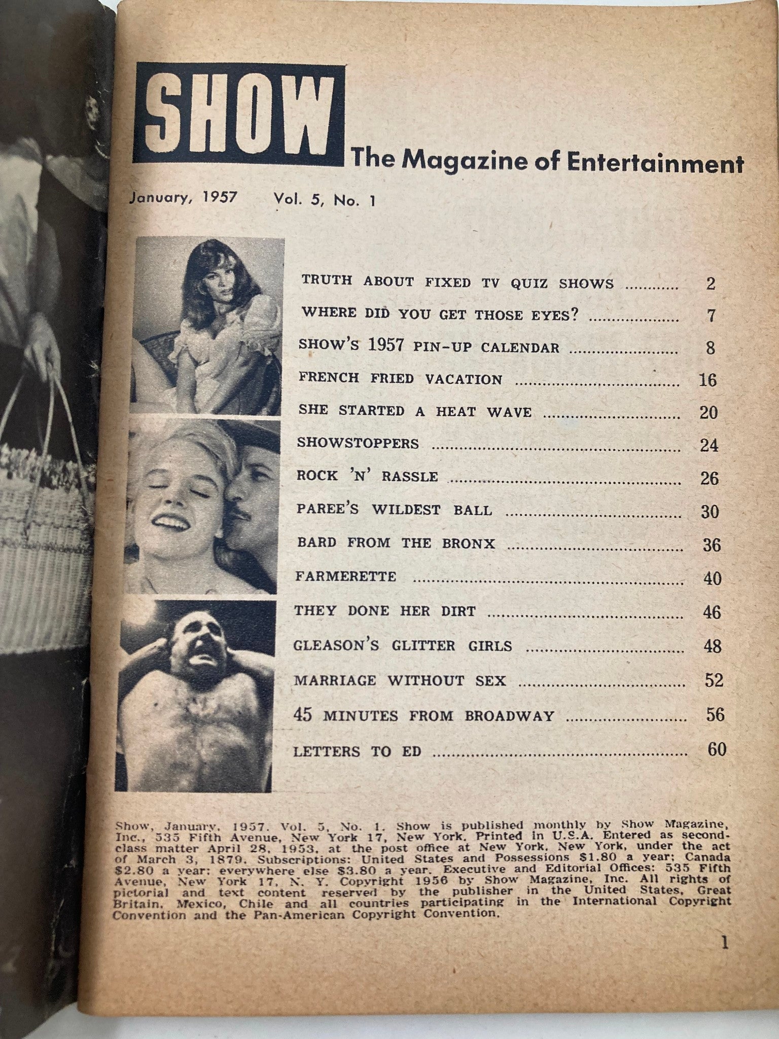 VTG Show Magazine January 1957 Uncensored Paree's Wildest Ball No Label