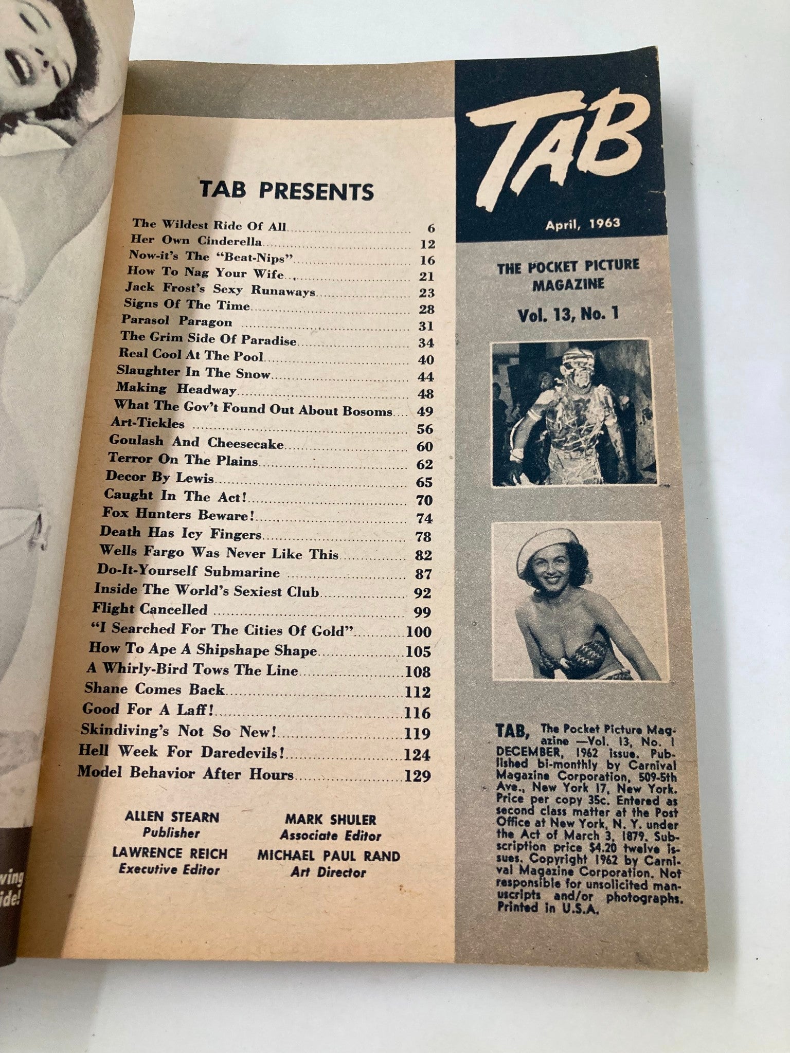 VTG Tab Pocket Picture Magazine December 1962 The Wildest Ride of All No Label