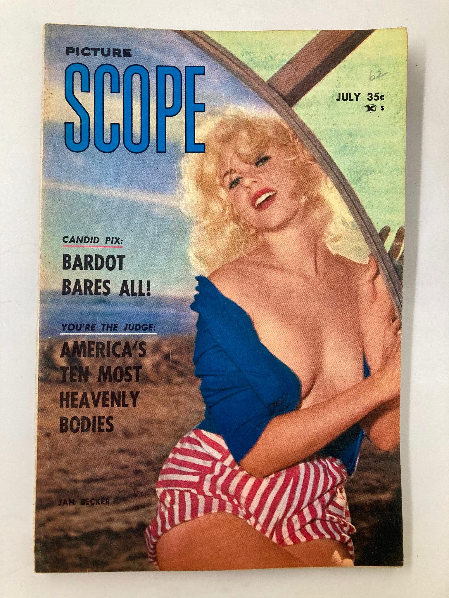 VTG Picture Scope Mini Magazine July 1962 Jan Becker & Bardot Bares All No Label