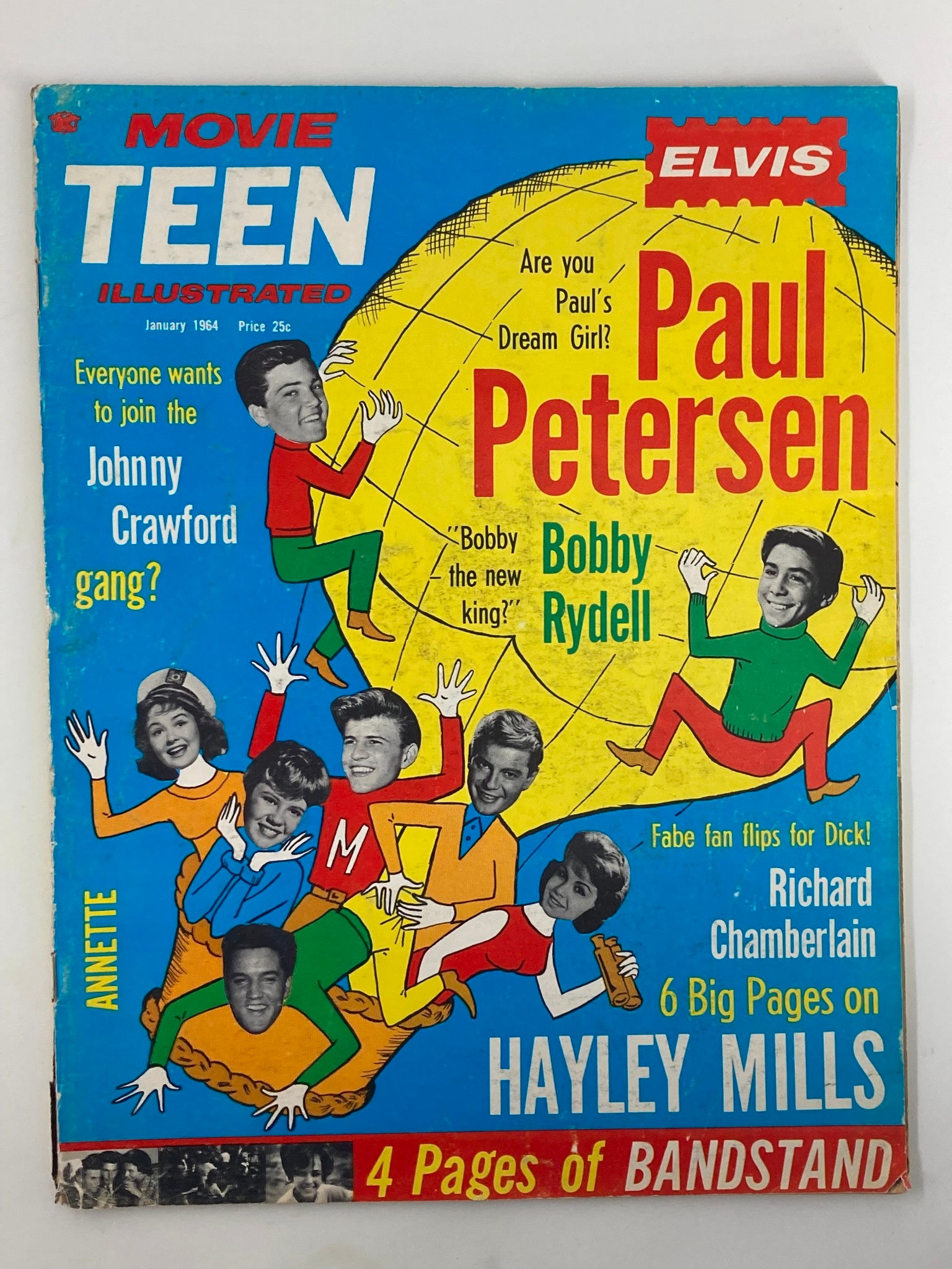 VTG Movie Teen Illustrated Magazine January 1964 Paul Petersen No Label