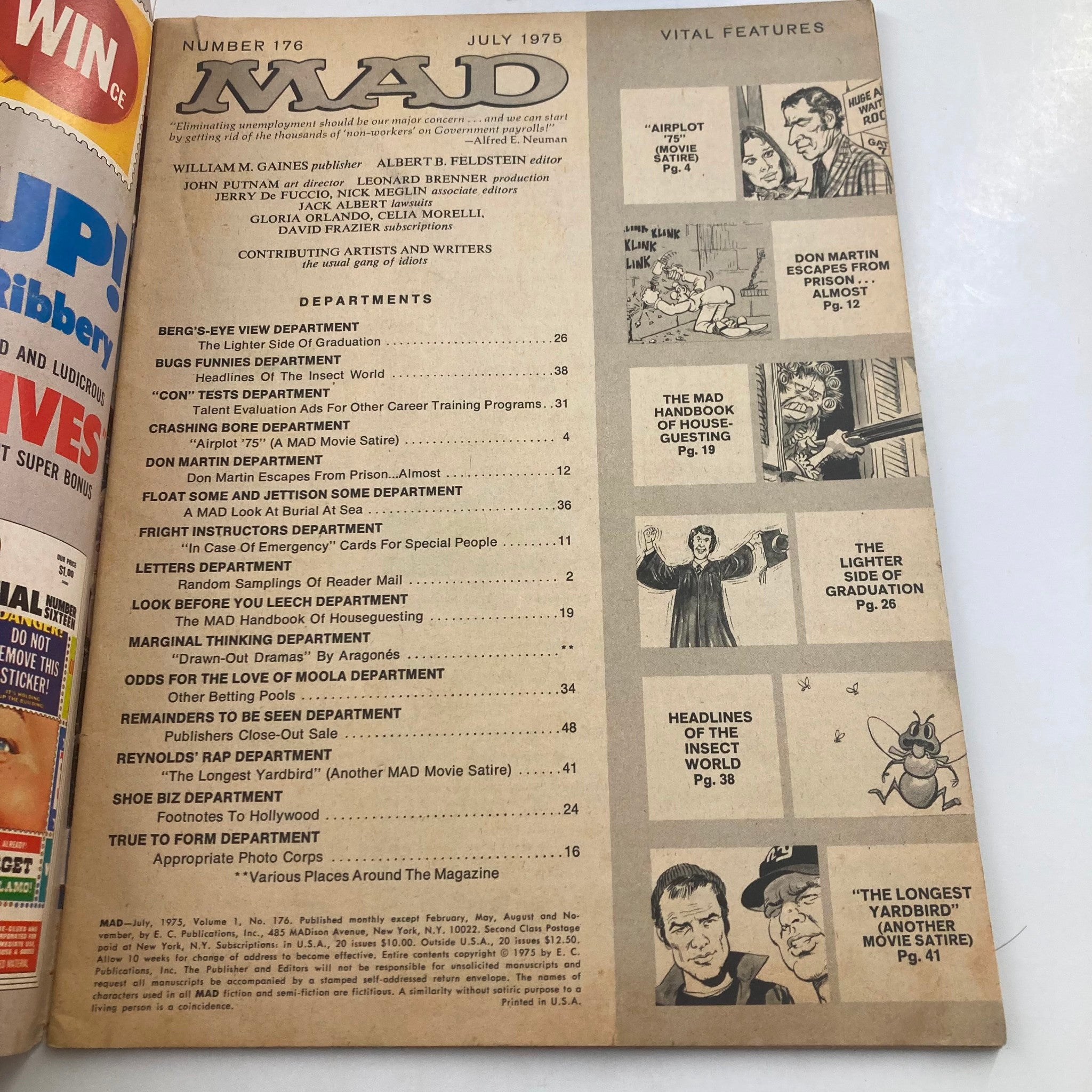 Mad Magazine July 1975 No. 176 We Sock Airport '75 2.0 Good No Label