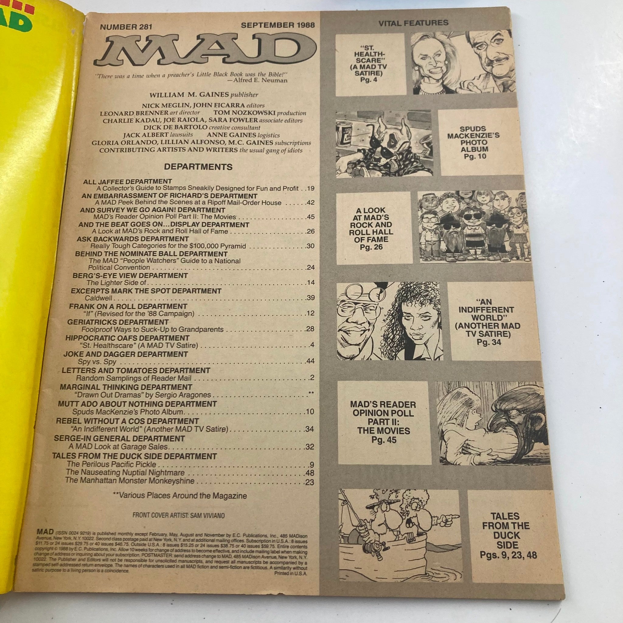 Mad Magazine September 1988 No. 281 A Different World 2.0 Good No Label