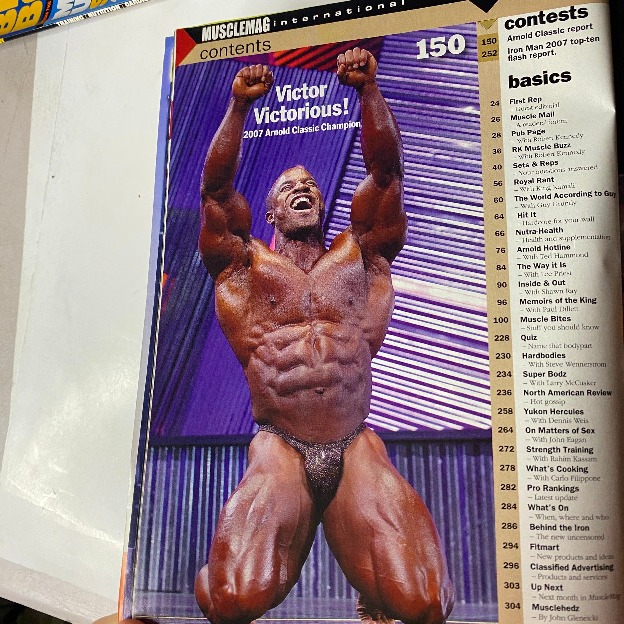 MuscleMag International Magazine June 2007 No. 301 featuring Victor Martino posing victoriously at the 2007 Arnold Classic Championship, showcasing a strong muscular physique.