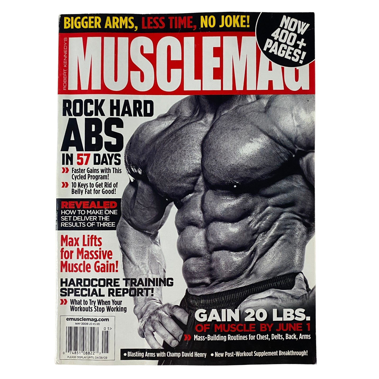 Cover of MuscleMag International Magazine May 2009, Issue No. 324 featuring Ahmad Haidar on the cover, showcasing bodybuilding tips and fitness guides.