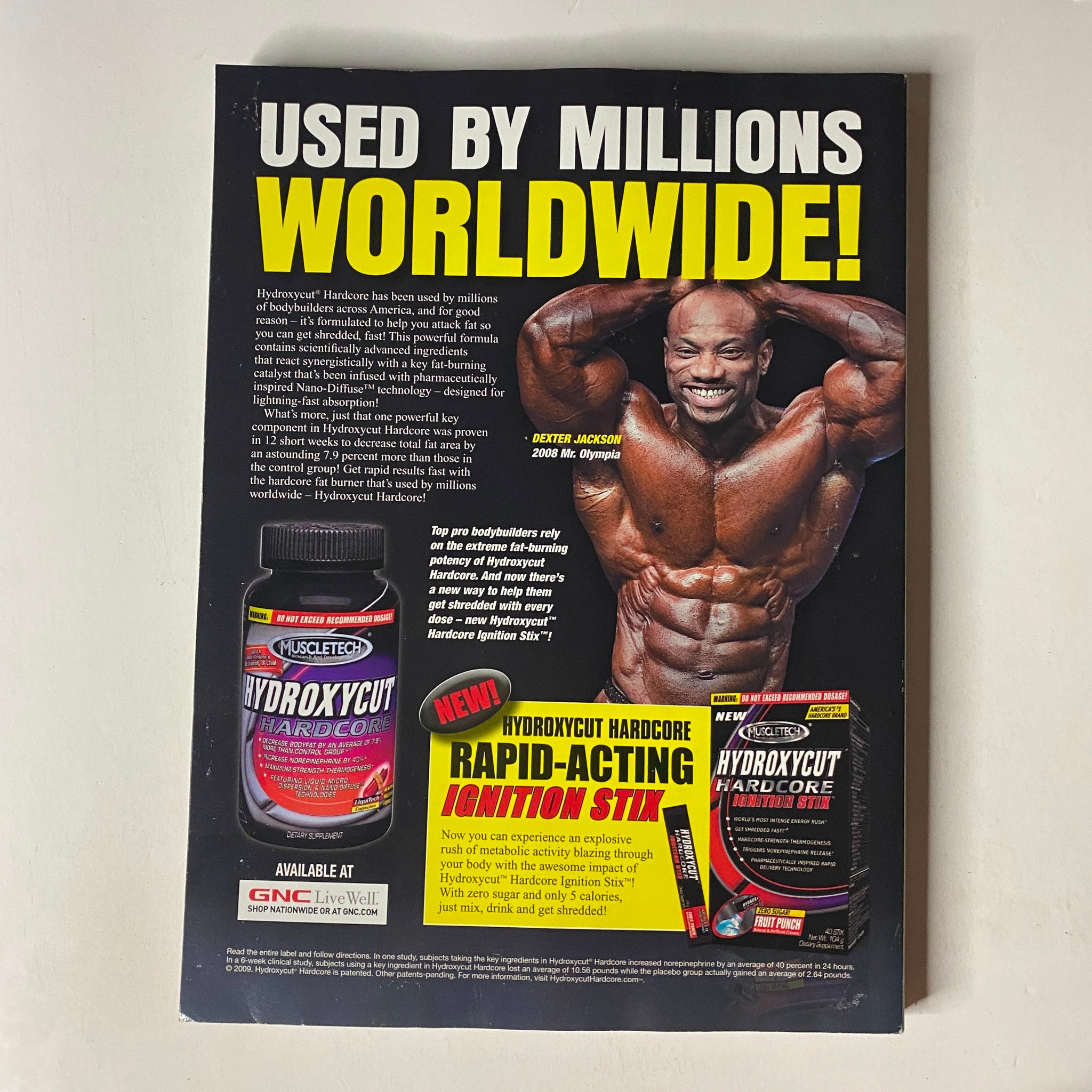 Advertisement from MuscleMag International Magazine May 2009 #324 for Hydroxycut Hardcore products, featuring bodybuilder Peter Jackson showcasing fitness supplements.