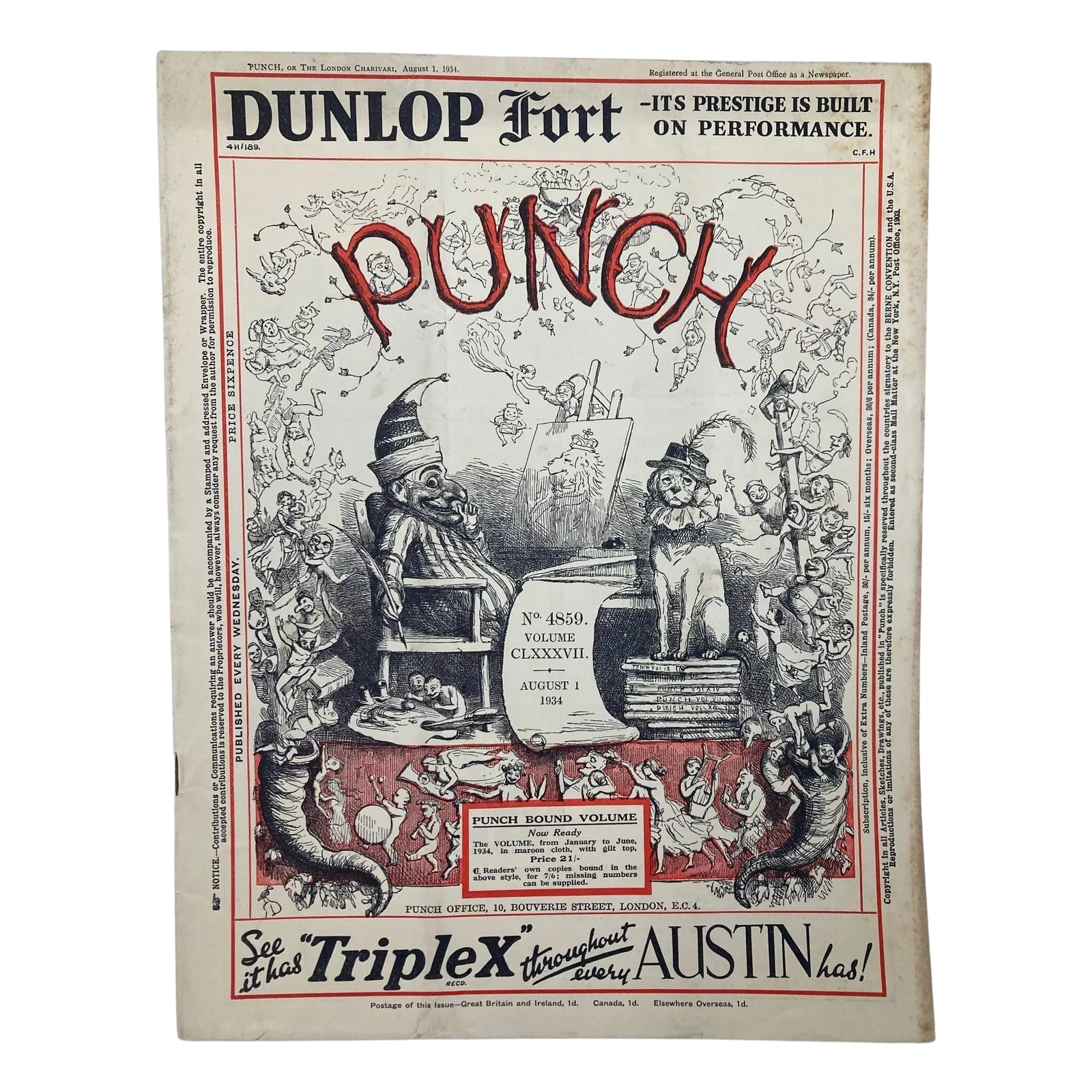 Lot of 6 Punch Magazines – July & August 1934 – Pre-WWII Cartoon & Humor