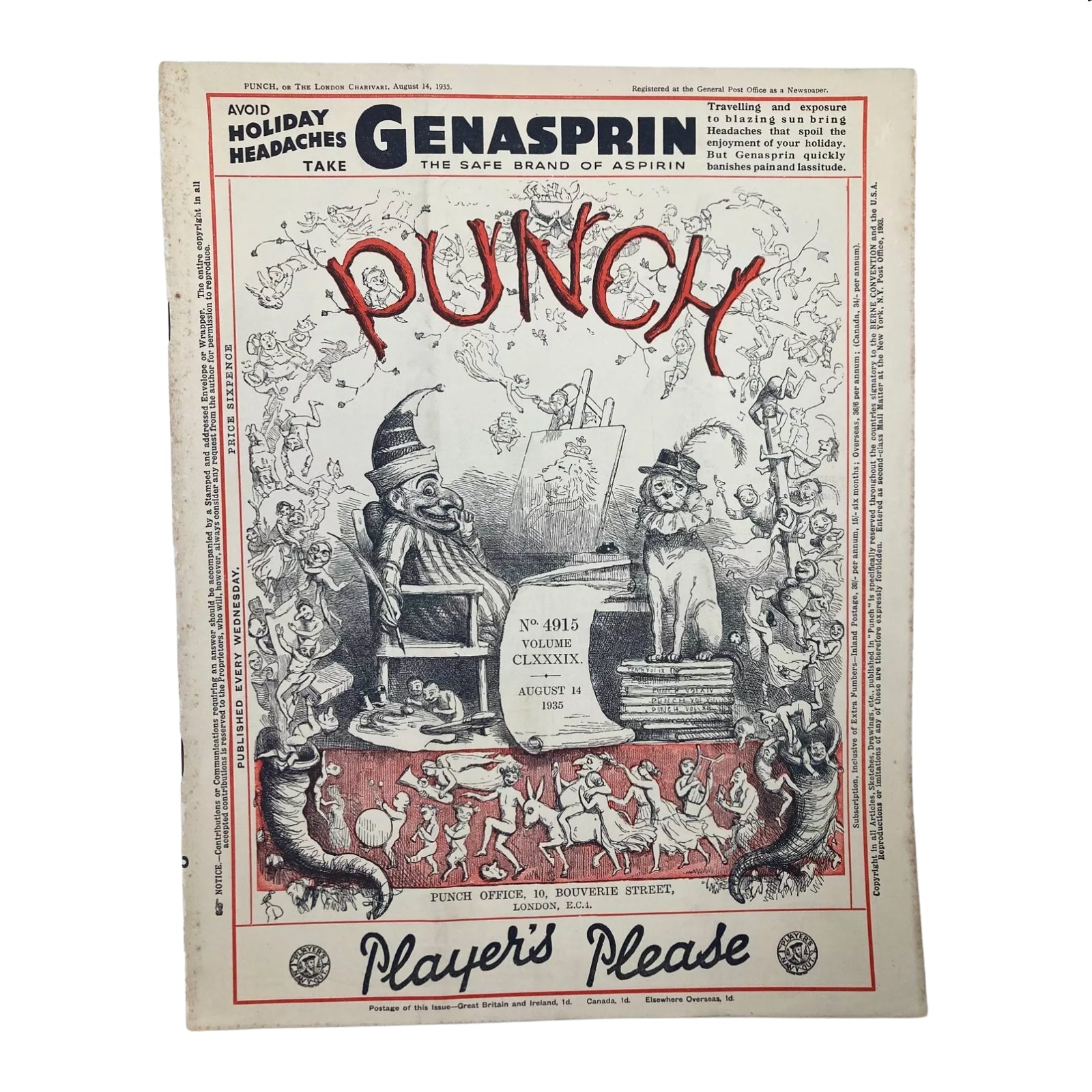 Lot of 4 Punch Magazine 1935 June, March and August WWII Cartoon & Humour