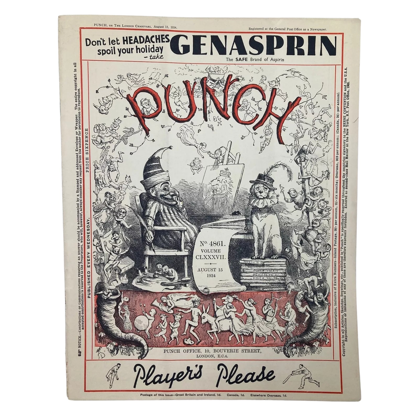 Lot of 6 Punch Magazines – July & August 1934 – Pre-WWII Cartoon & Humor