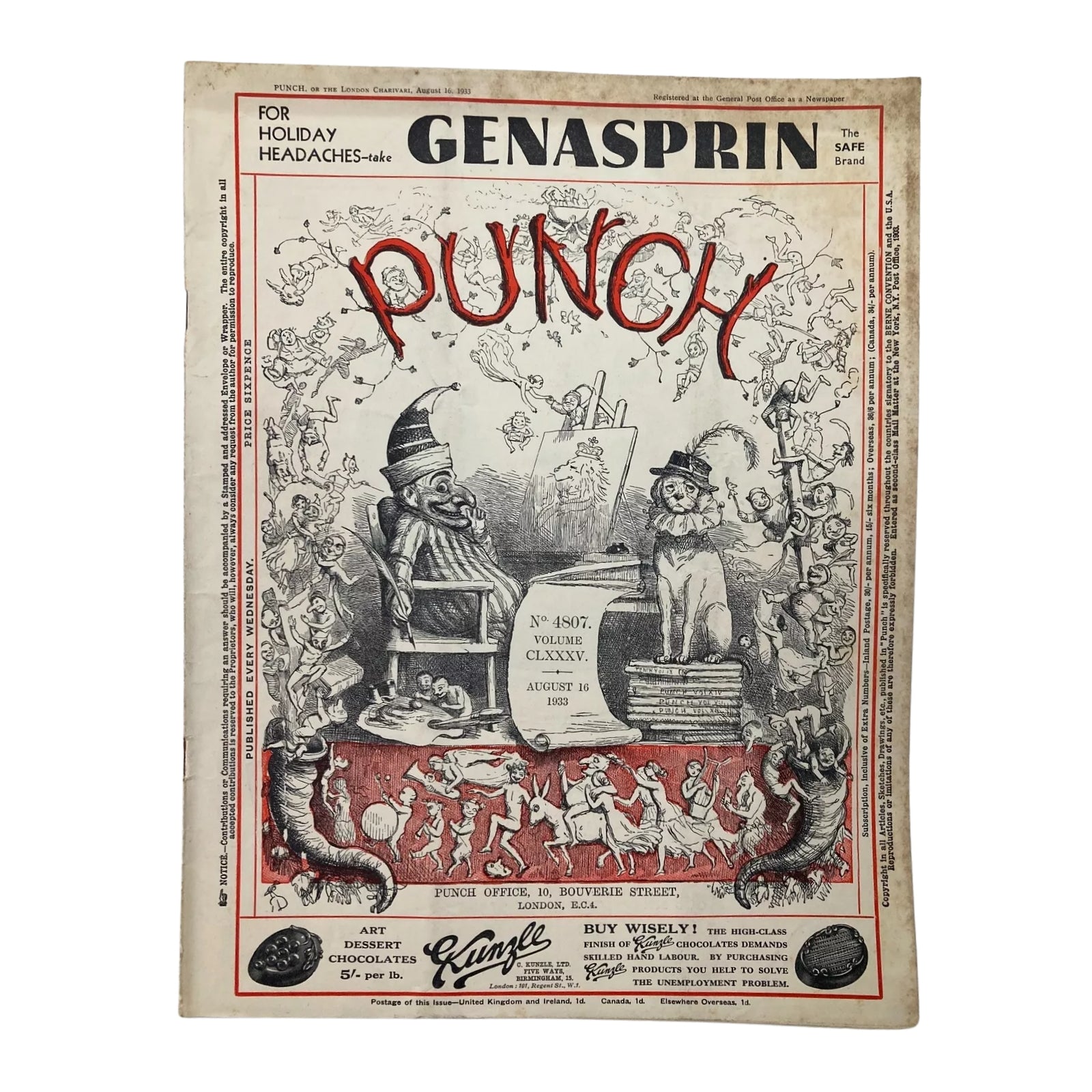 Lot of 5 Punch Magazines – June, July, August 1933 – Pre-WWII Cartoons & Satire