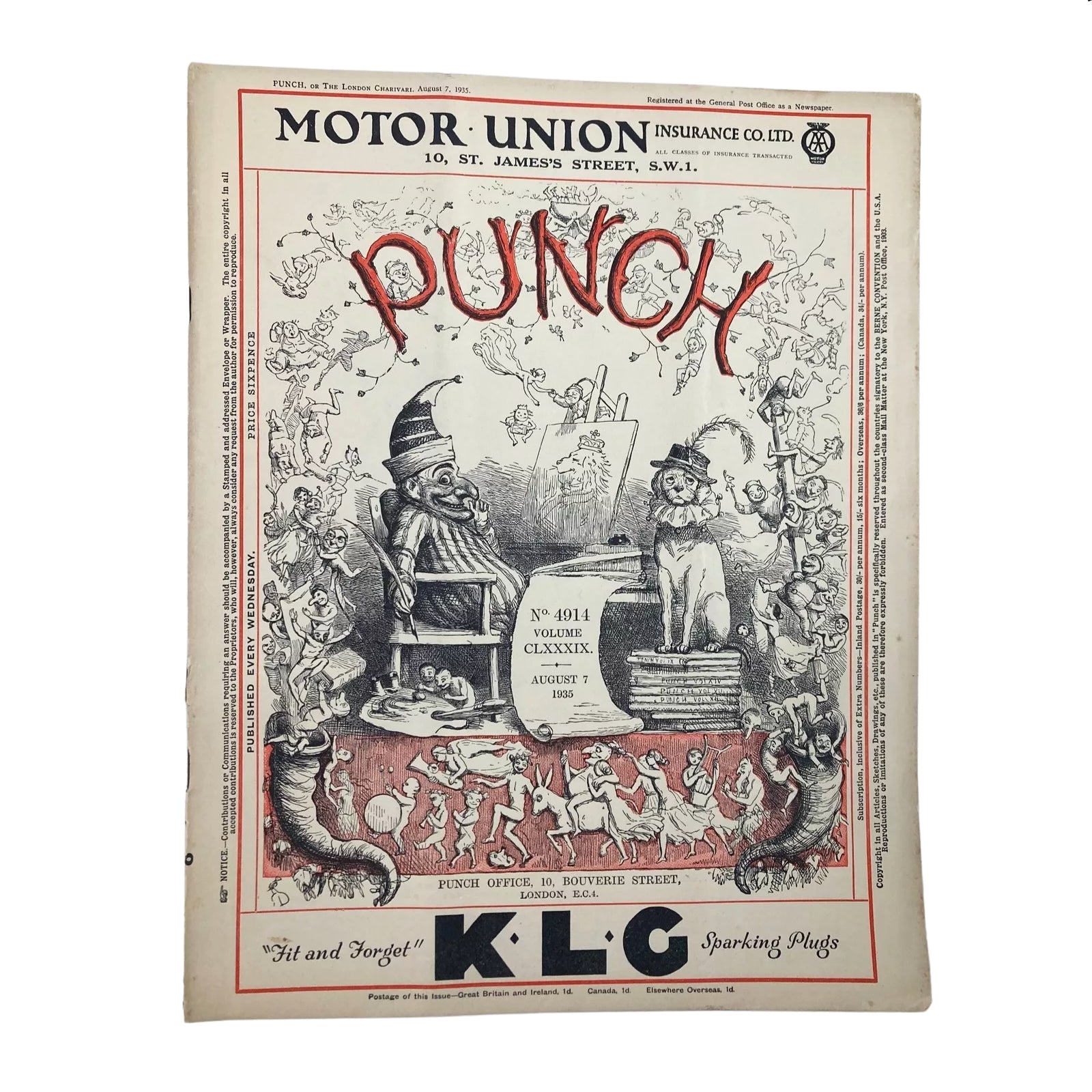 Lot of 4 Punch Magazine 1935 June, March and August WWII Cartoon & Humour