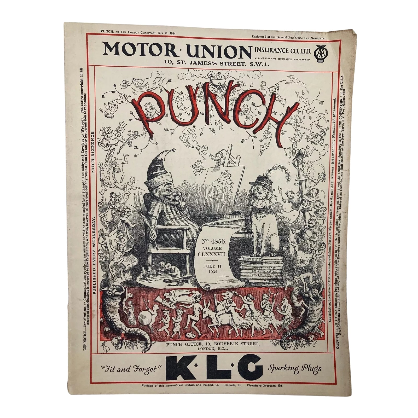 Lot of 6 Punch Magazines – July & August 1934 – Pre-WWII Cartoon & Humor