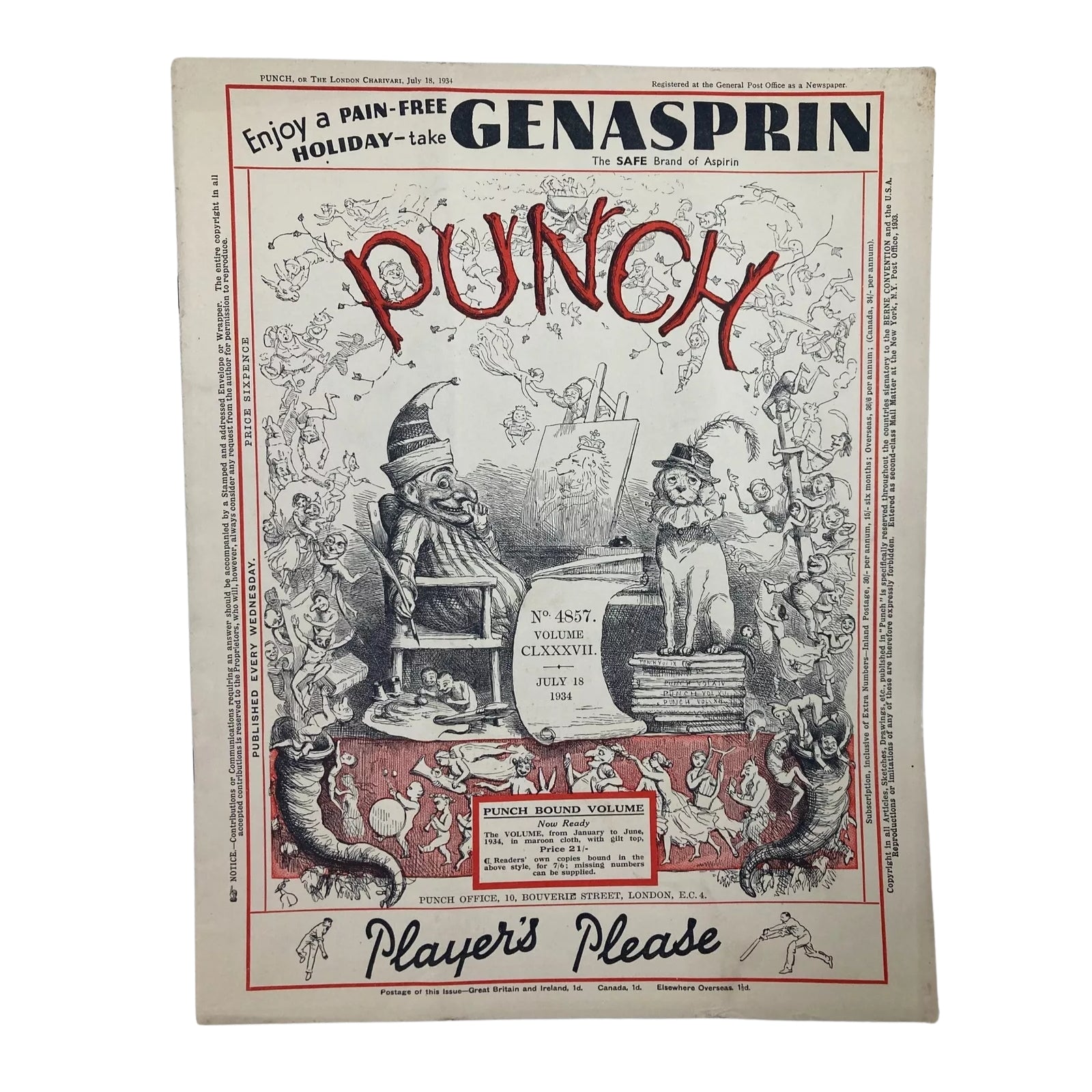 Lot of 6 Punch Magazines – July & August 1934 – Pre-WWII Cartoon & Humor