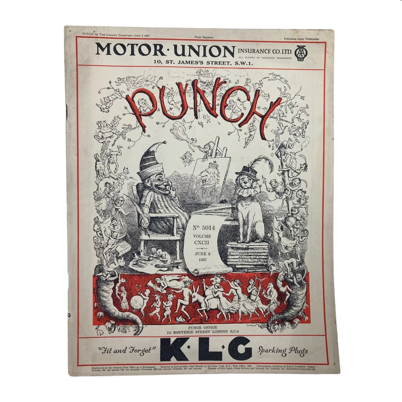Lot of 3 Punch Magazines 1937 – June Issues WWII Cartoon & Satire