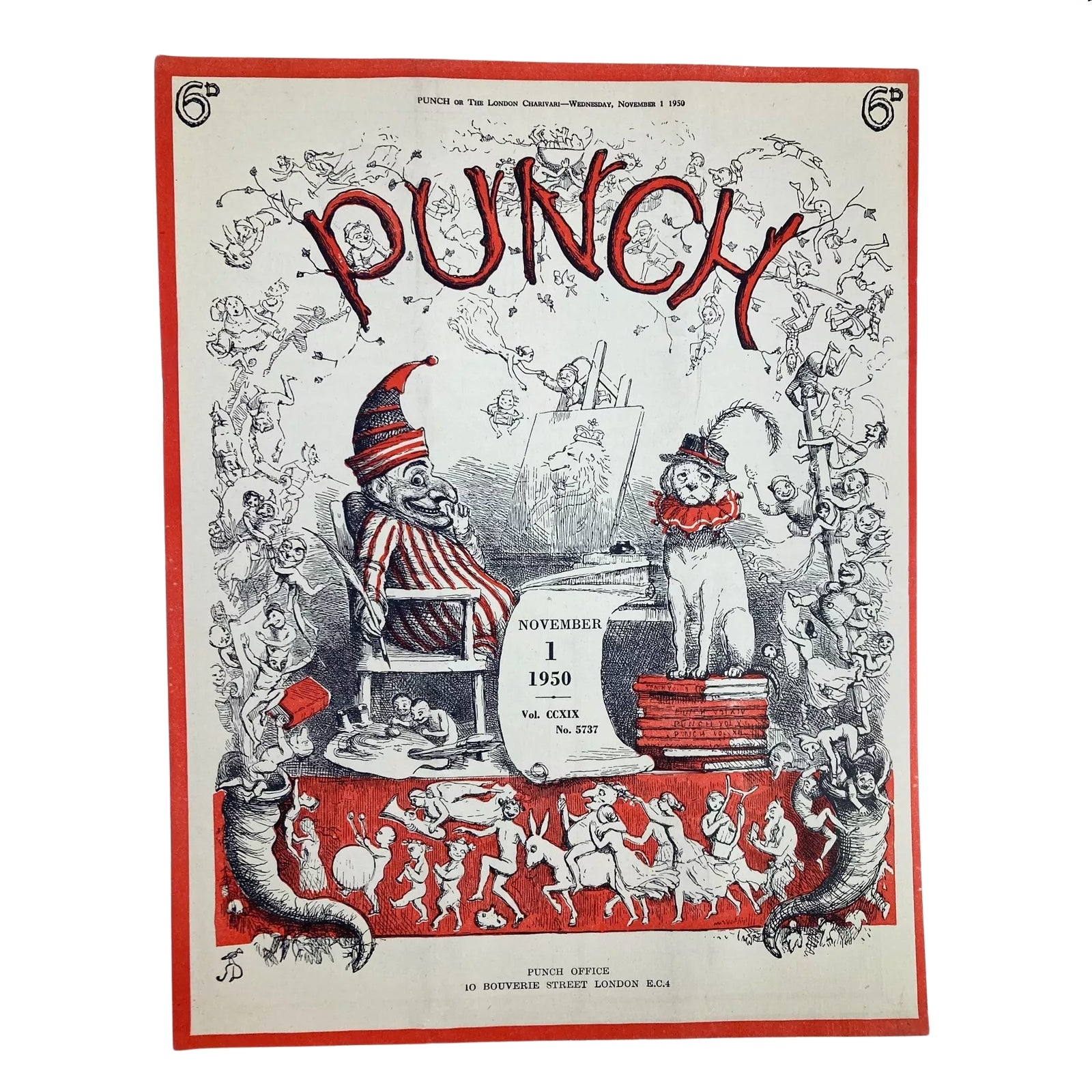 Lot of 6 Punch Magazines 1950 – Vintage British Satire & Cartoons