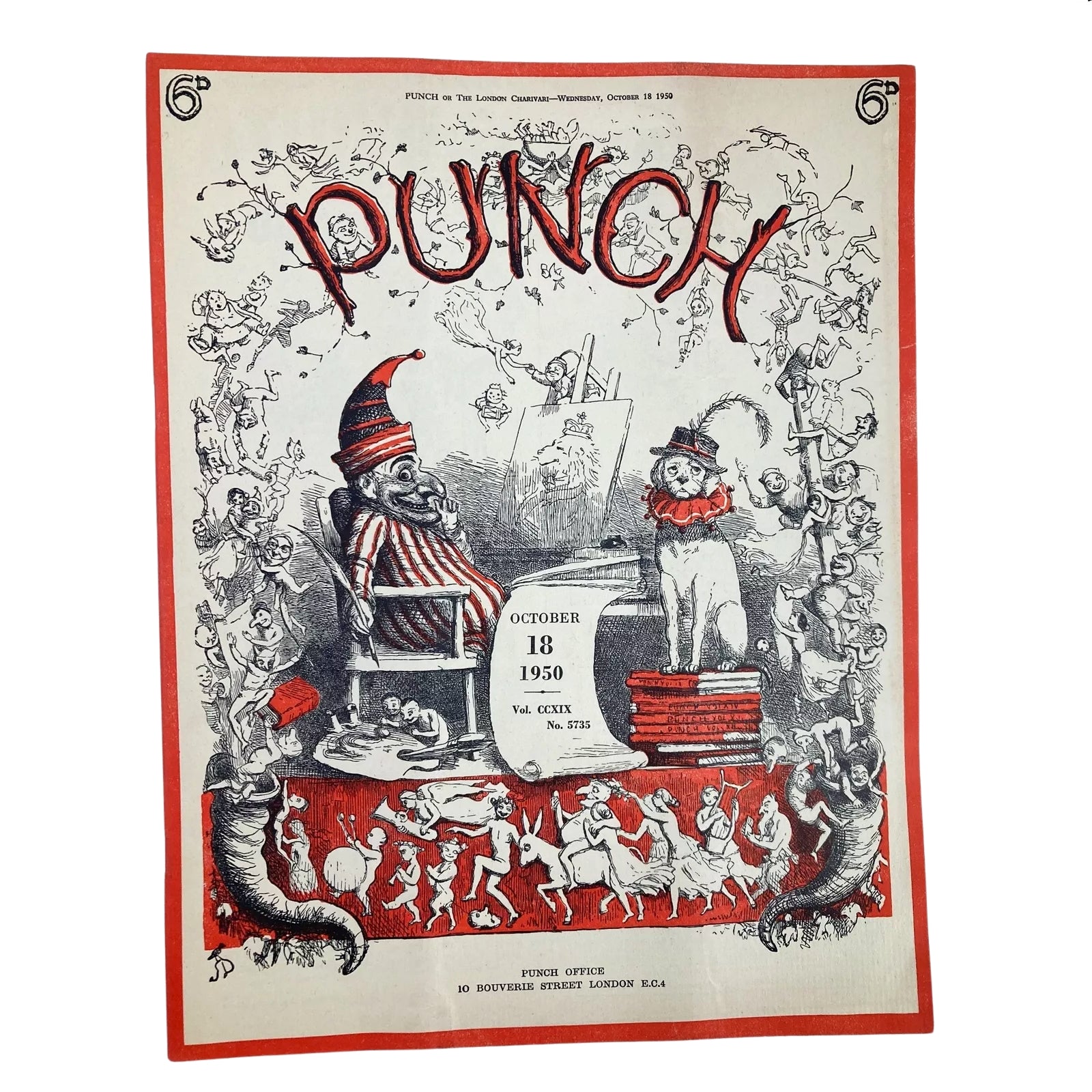 Lot of 6 Punch Magazines 1950 – Vintage British Satire & Cartoons