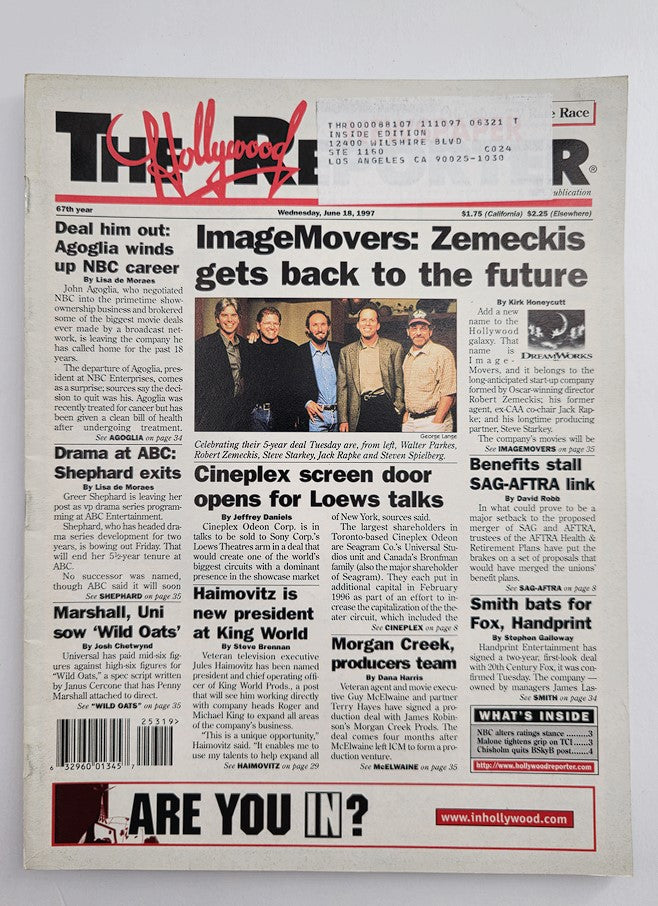 The Hollywood Reporter Magazine June 18 1997 Walter Parkes, Robert Zemeckis