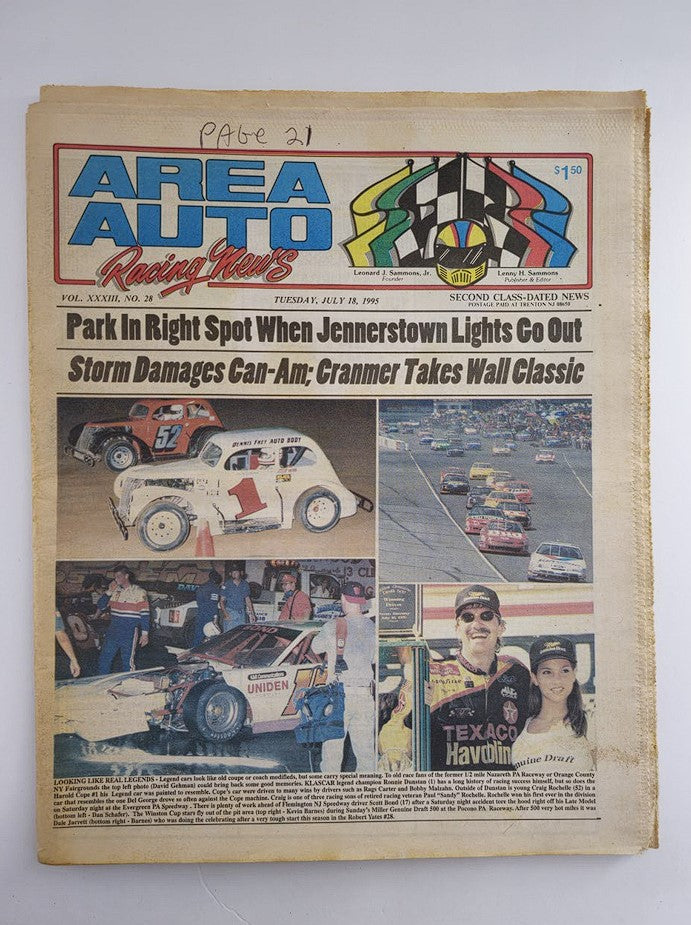 Area Auto Racing News Tabloid July 18 1995 Vol 33 #28 David Gehman Cover