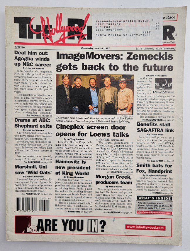 The Hollywood Reporter Magazine June 18 1997 Robert Zemeckis Gets Back To Future