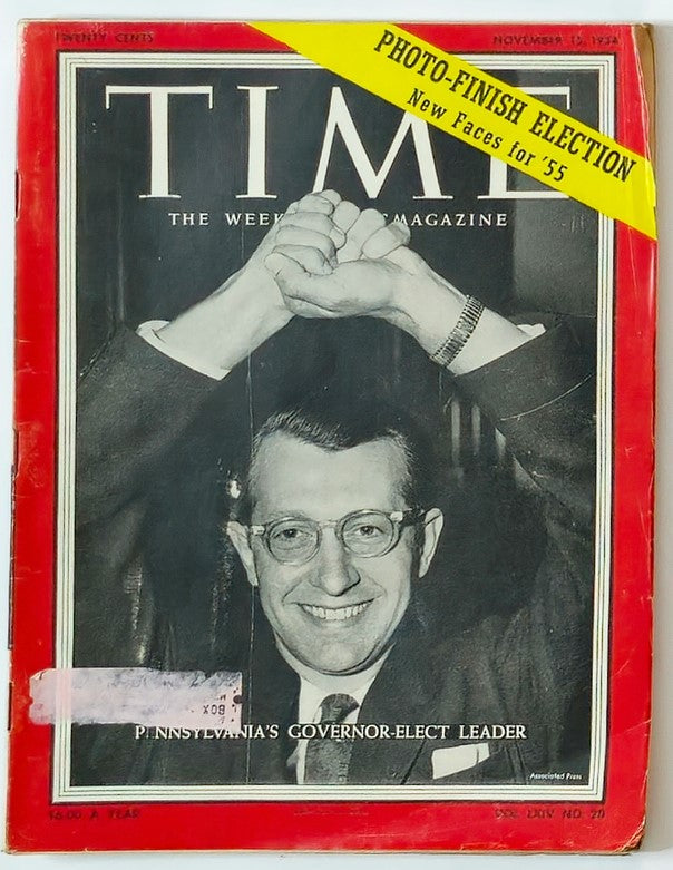 VTG Time Magazine November 15 1954 Pennsylvania's Governor George M. Leader