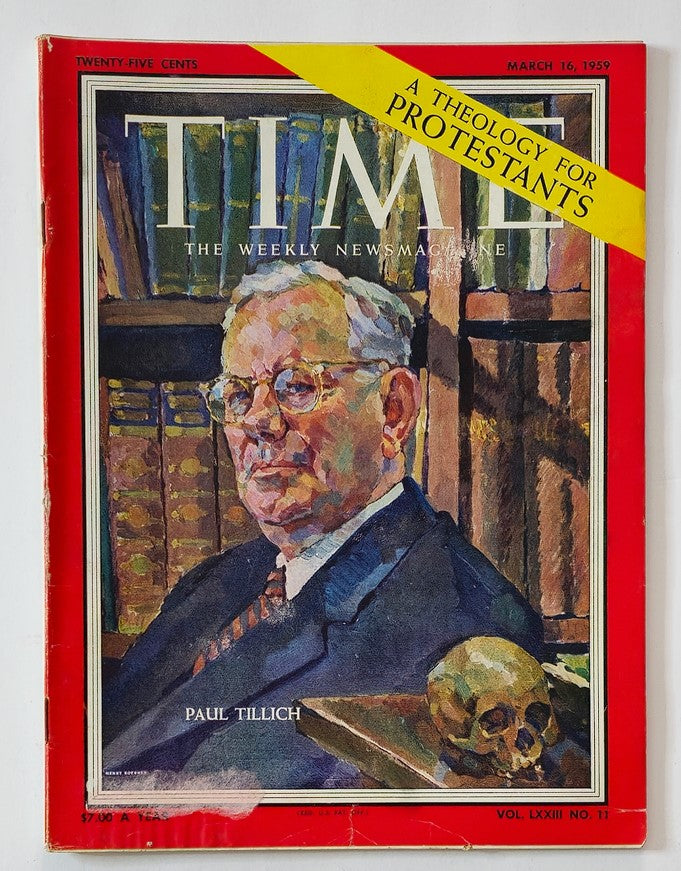 VTG Time Magazine March 16 1959 Vol 73 #11 Philosopher Paul Tillich