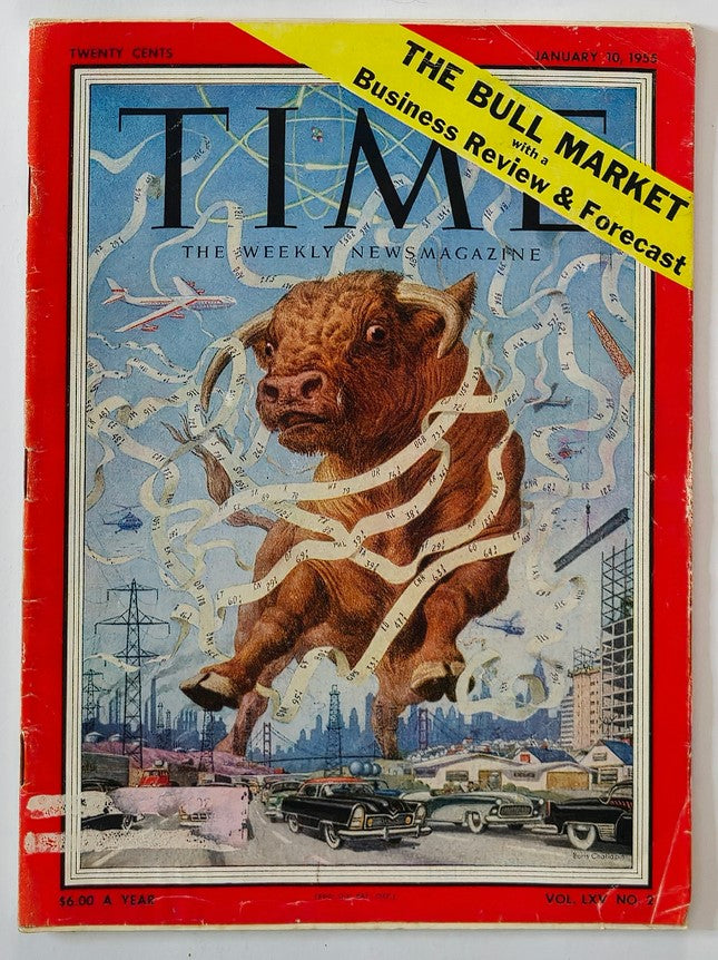 VTG Time Magazine January 10 1955 Vol 65 #5 The Bull Market Review & Forecast