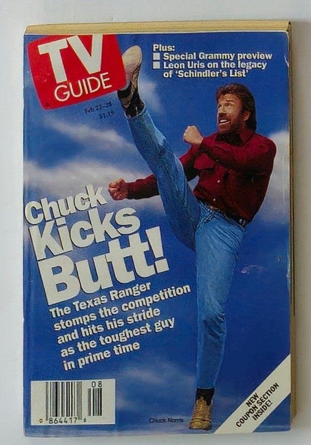 TV Guide Magazine February 22 1997 Chuck Norris No Label New York Metro Edition