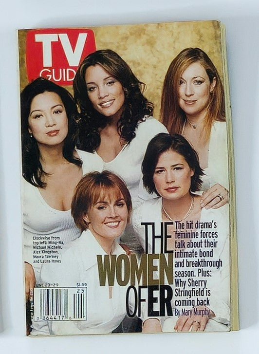 TV Guide Magazine cover from June 23, 2001, featuring Ming-Na, Michael Michele, and four other actresses. The issue highlights women's roles in hit dramas and discusses the impact of Sherry Stringfield's return.