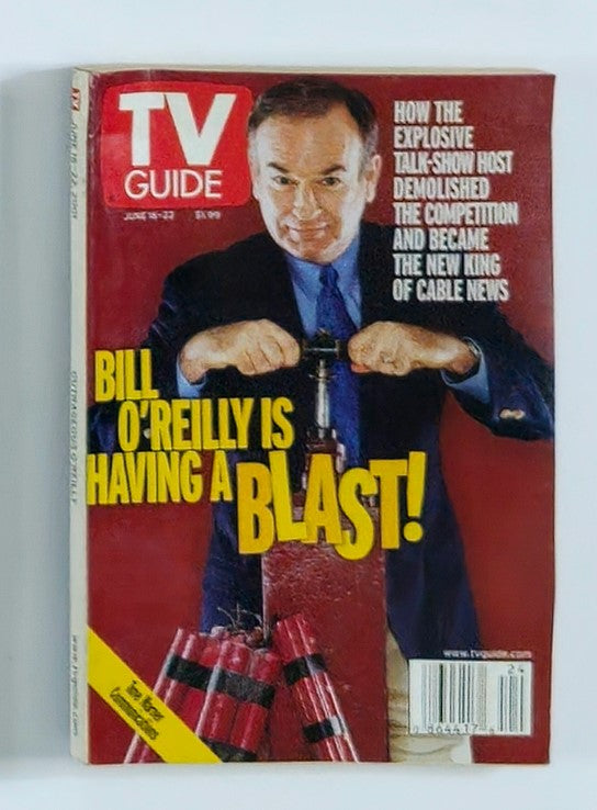 Cover of TV Guide Magazine June 16 2001 featuring Bill O'Reilly with the headline 'Bill O'Reilly Is Having a Blast!' showcasing media history and early 2000s television culture.