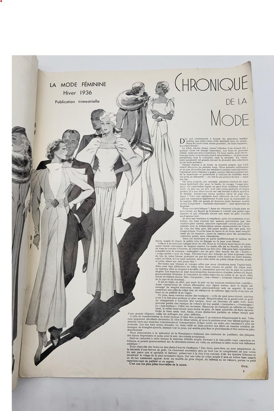 1936 Hiver No. 34 La Mode Feminine Chronique De La Mode