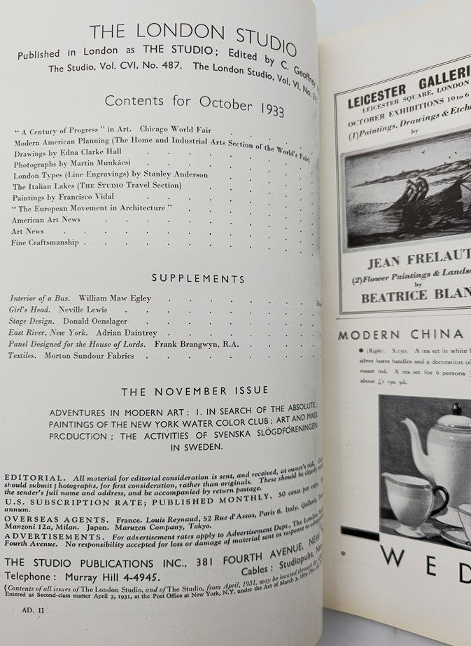 VTG The London Studio Magazine October 1933 A Century of Progress