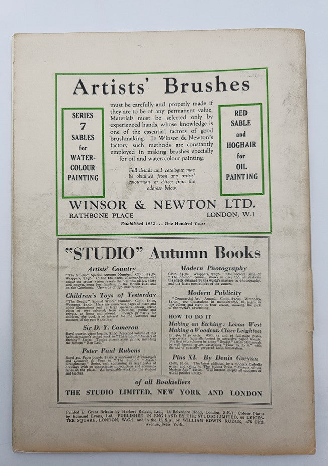 VTG The London Studio Magazine August 1932 Paintings from Royal Academy