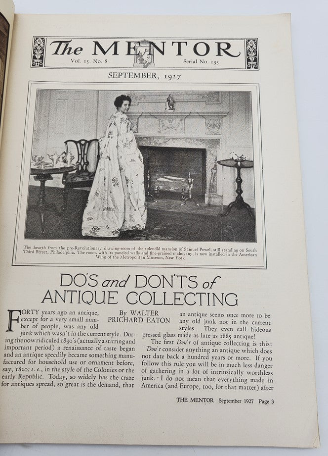 VTG The Mentor Magazine September 1927 Vol 15 #8 Do's & Don'ts Antiques