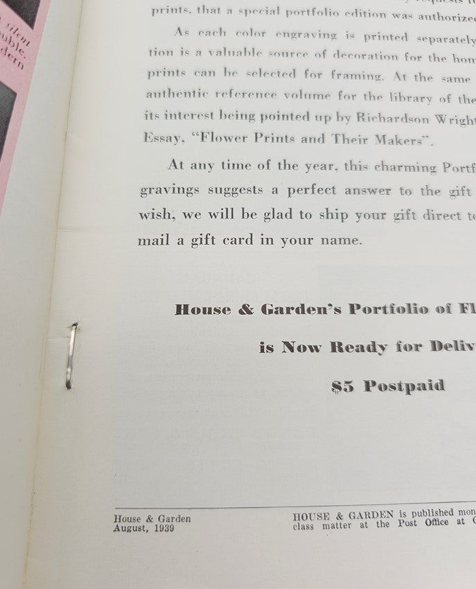 Lot of 2 House & Garden Magazine August 1939 House Portfolio