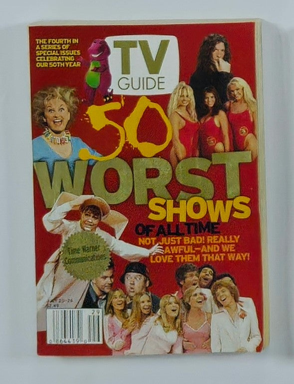 TV Guide Magazine July 20 2002 Worst Shows of All Time, featuring colorful cover art with images of actors and a bold title highlighting the theme of the worst television shows.