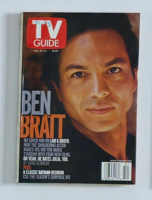 TV Guide Magazine December 16 2000 Ben Bratt Rochester Ed. No Label