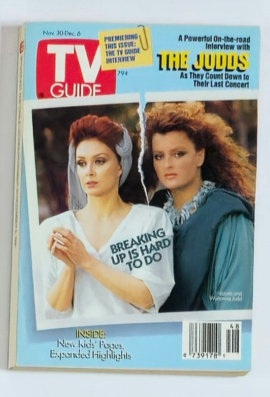 TV Guide Magazine November 30 1991 Naomi & Winona Judd NY Metro Ed. No Label