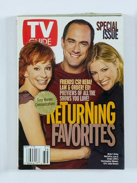 TV Guide Magazine September 7 2002 Reba McEntire Rochester Ed. No Label