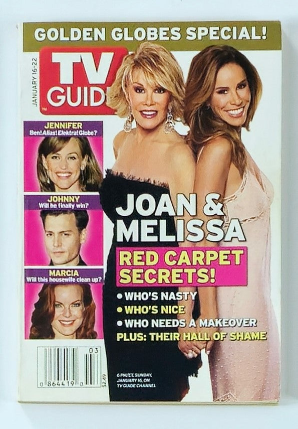 TV Guide Magazine January 16 2005 featuring Joan and Melissa Rivers on the cover, showcasing red carpet secrets and celebrity gossip.